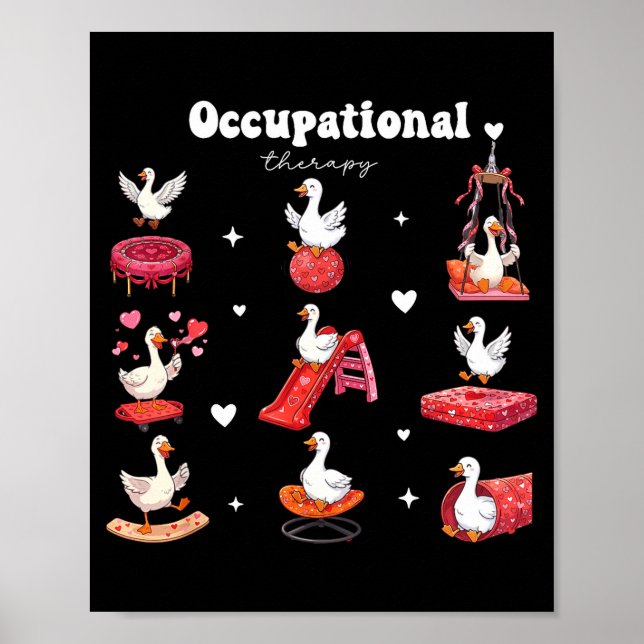 Póster Terapia Ocupacional De San Valentín Ganso Tonto Ot (Frente)