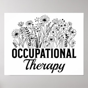Póster Terapia Ocupacional Floral Terapeuta Ocupacional T