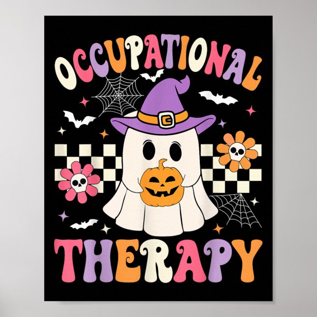 Póster Terapia Ocupacional Halloween Ot Retro Ghost Ot H (Frente)