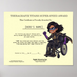 Póster Terapia Pediátrica Superhéroe Carreras Hito