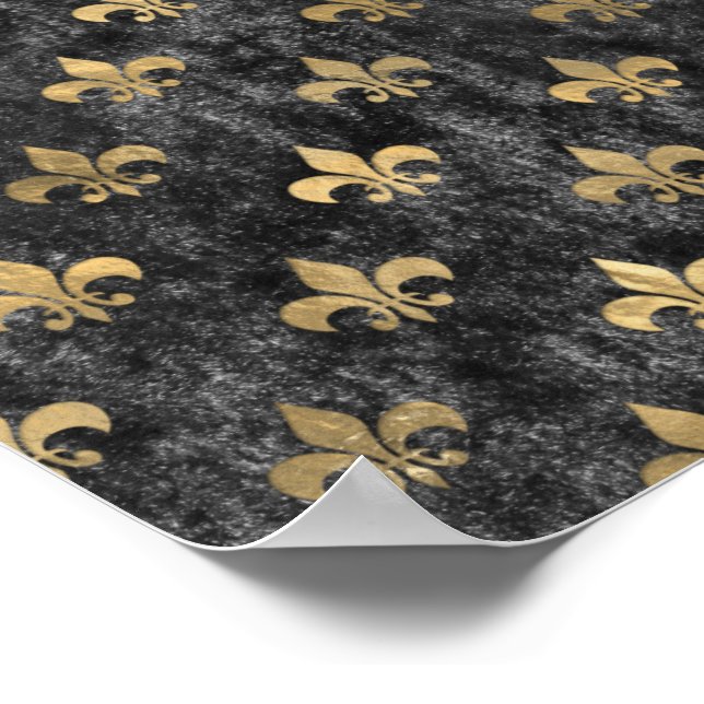Póster Terca de terciopelo negro Flor de Lis Mardi Gras O (Esquina)