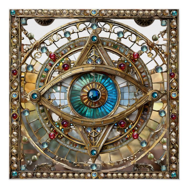 Póster Tercer Ojo Vidrio de Ventana Adornado (Anverso)