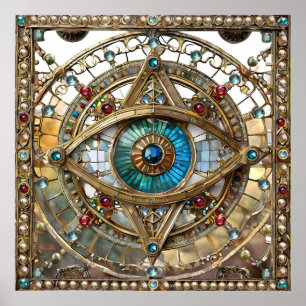Póster Tercer Ojo Vidrio de Ventana Ornamentado