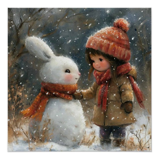Póster Terciopelo de Invierno: Un Conejo con un Toque de  (Anverso)