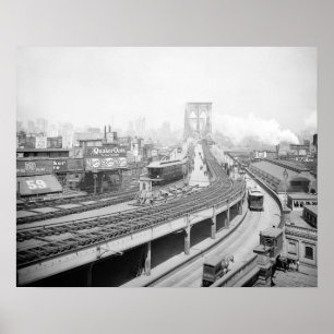 Póster Terminal del Puente de Brooklyn, 1903. Foto antigu