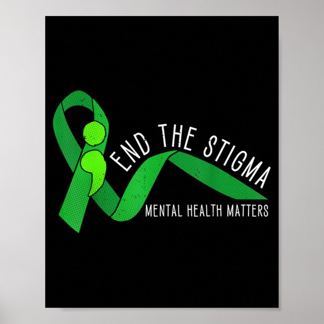 Póster Terminar Con El Estigma Conciencia De La Salud Men (Frente)