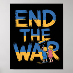 Póster Terminar la guerra grafiti niños apoyan a Zelensky