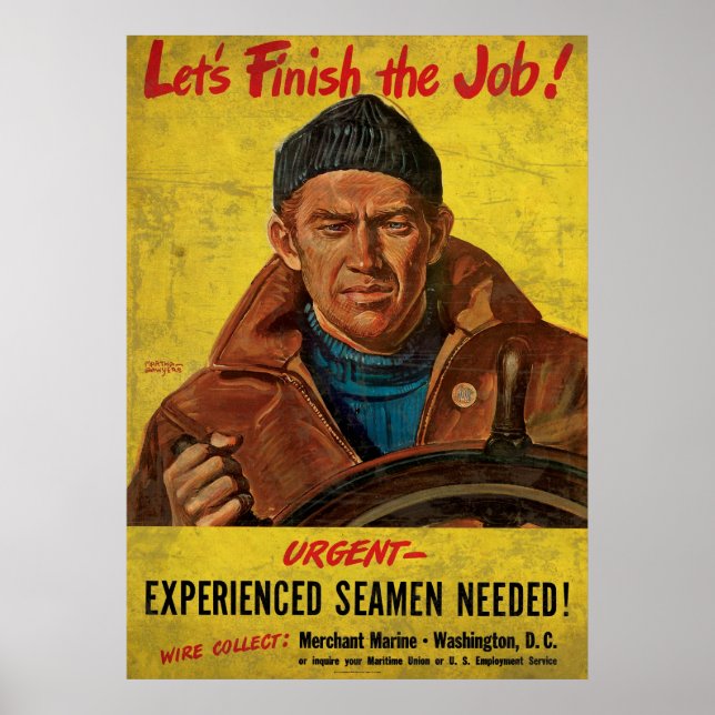 Póster Terminemos el trabajo experimentado Seamen necesar (Frente)