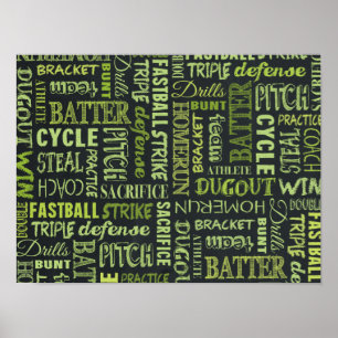 Póster Términos del tablero de anuncios de Fastpitch Soft