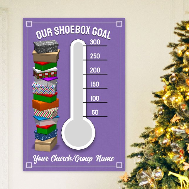 Póster Termómetro de Caja de Zapatos - Morado (Personalize this poster to best fit your shoebox-collecting occasion!)
