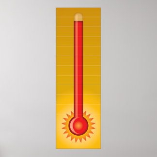Póster Termómetro de objetivo caliente rojo