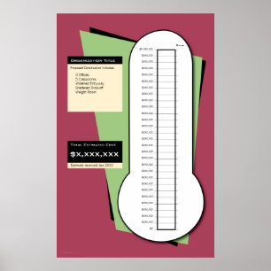 Póster Termómetro de recaudación de fondos, incluida la c