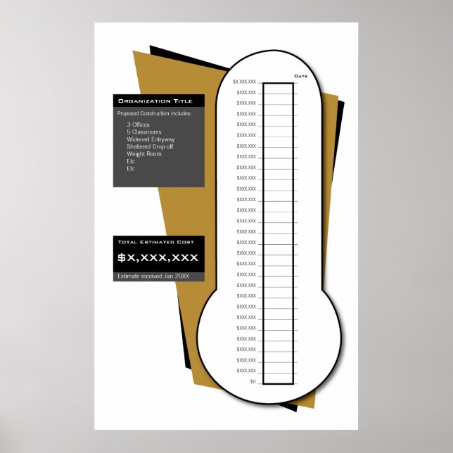 Póster Termómetro de recaudación de fondos, incluida la c (Frente)