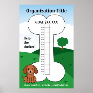 Póster Termómetro Fundraising de la causa del perro
