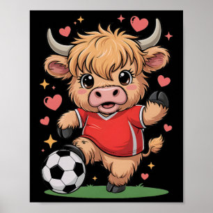 Póster Ternera de fútbol lindo solo chica que ama las vac