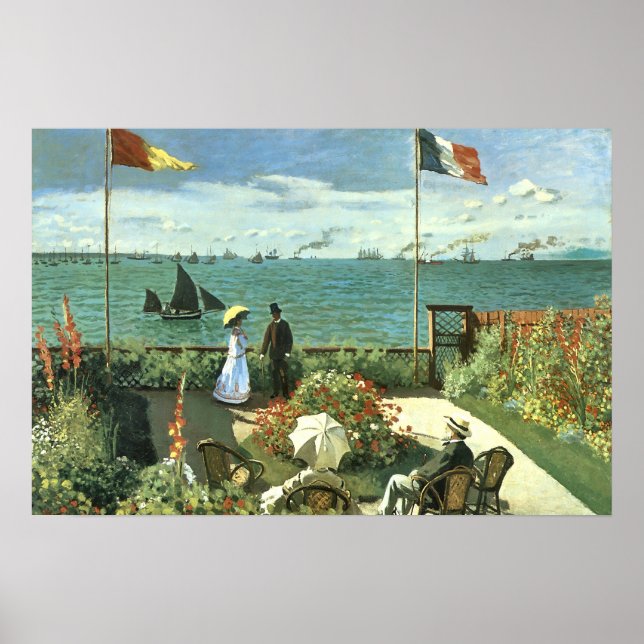 Póster Terrace at St. Adresse, 1867,  Monet Poster (Frente)