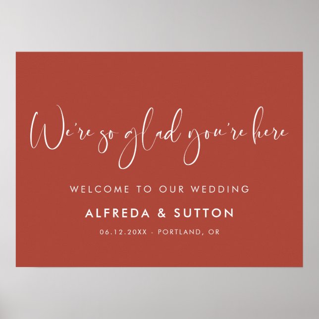 Póster Terracota elegante y moderna Muy contento de estar (Frente)