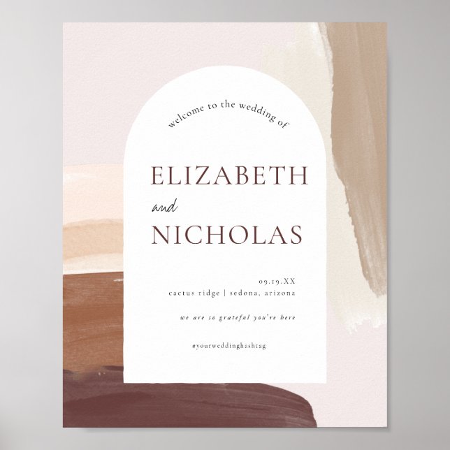 Póster Terracota moderna | Signo de bienvenida de Boda (Frente)