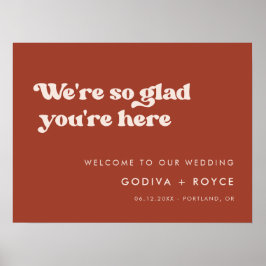 Póster Terracota retro de estilo Muy contento que estés a