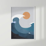 Póster Terracota Verde azulada oscura Resumen Olas oceáni<br><div class="desc">Este verde azulado arte de terracota oscuro presenta olas oceánicas abstractas y puesta de sol. Ideal para los amantes de la buena decoración costera.</div>