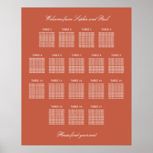 Póster Terracotta 17 Boda de mesa Poster de la tabla de a