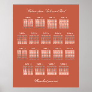 Póster Terracotta 18 Boda de mesa Poster de la tabla de a