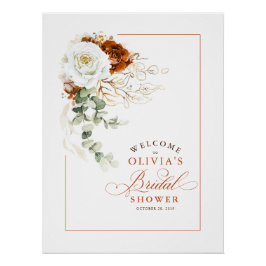 Póster Terracotta and White Chic Bridal Shower Welcome