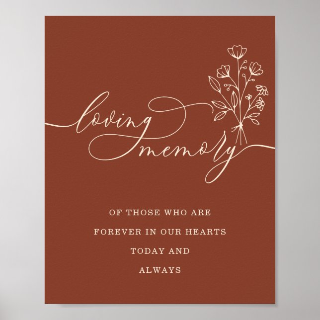Póster Terracotta Botanical Floral Bouquet Love Memory (Frente)