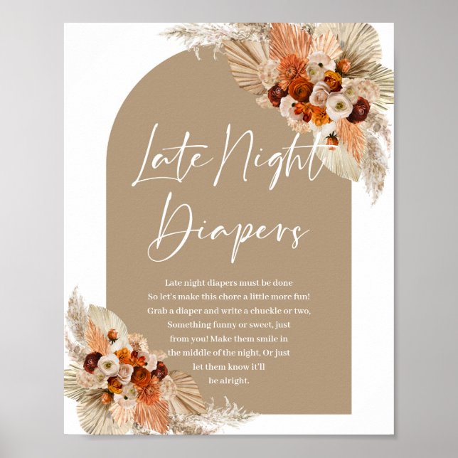 Póster Terracotta burnt orange boho Late night diapers (Frente)
