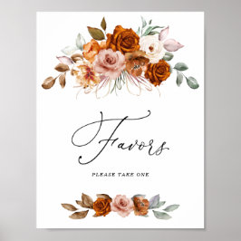 Póster Terracotta Burnt Orange Bridal Shower Favors Sign
