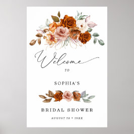 Póster Terracotta Burnt Orange Bridal Shower Welcome