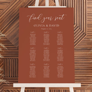 Póster Terracotta Elegant Script 9 tabla de asientos