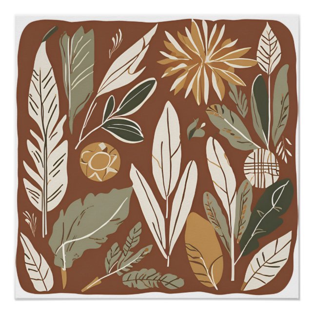 Póster Terracotta Flor silvestre Boho Rustic Spring Wall  (Anverso)