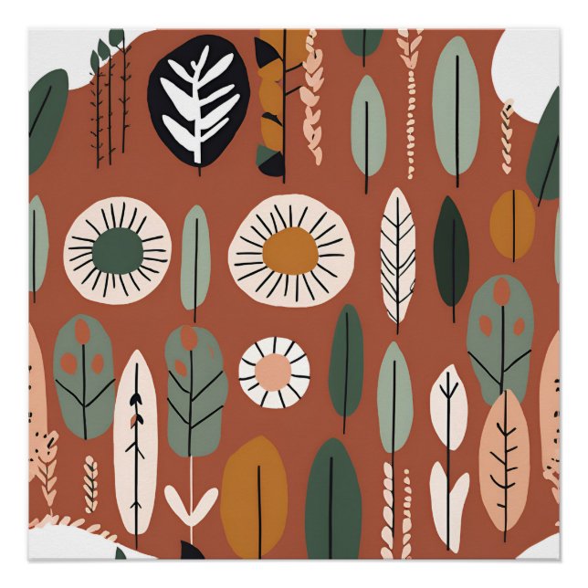 Póster Terracotta Flor silvestre Boho Rustic Spring Wall  (Anverso)