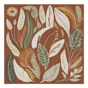 Póster Terracotta Flor silvestre Boho Rustic Spring Wall 