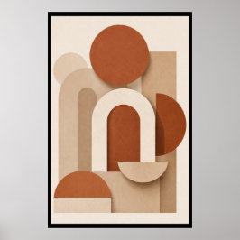 Póster Terracotta Minimalist Geometric