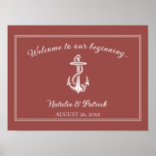 Póster Terracotta Nautical Anchor Boda Poster