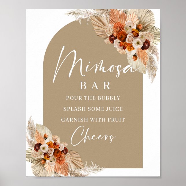 Póster Terracotta quemada naranja burgundy beige Mimosa b (Frente)