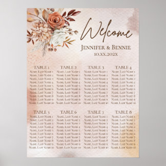 Póster Terracotta Rustic Boho Floral Watercolor Boda