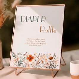 Póster Terracotta Wildflower Baby Shower Diaper Raffle