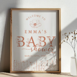 Póster Terracotta Wildflower Baby Shower Welcome Sign