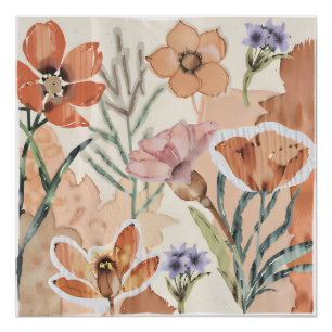 Póster Terracotta Wildflower Rustic Boho Wall Art