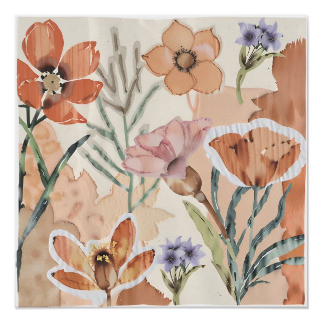 Póster Terracotta Wildflower Rustic Boho Wall Art (Anverso)