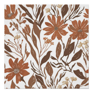 Póster Terracotta Wildflower Rustic Boho Wall Art