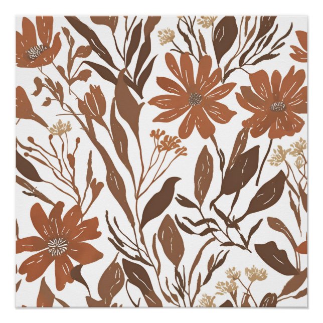Póster Terracotta Wildflower Rustic Boho Wall Art (Anverso)