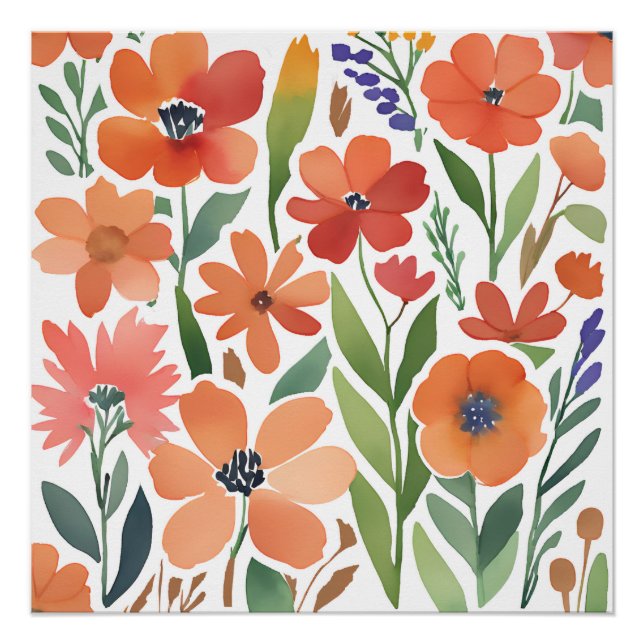 Póster Terracotta Wildflower Rustic Boho Wall Art (Anverso)