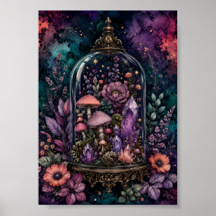 Póster Terrario Mágico de Cristal y Setas Whimsigoth