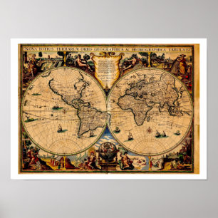 Póster Terrarum 1625 del totius de Nova del mapa del