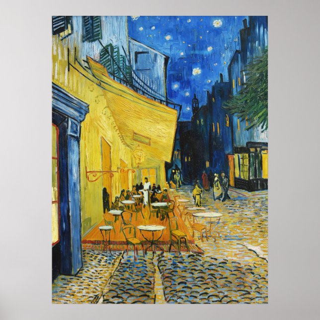 Póster Terraza cafetería en la noche Van Gogh Art Print (Frente)