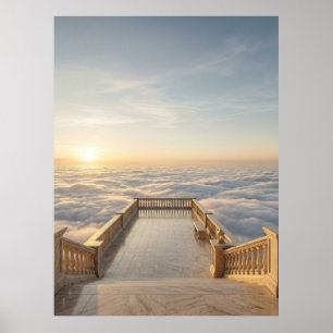 Póster Terraza Celestial Sobre las Nubes
